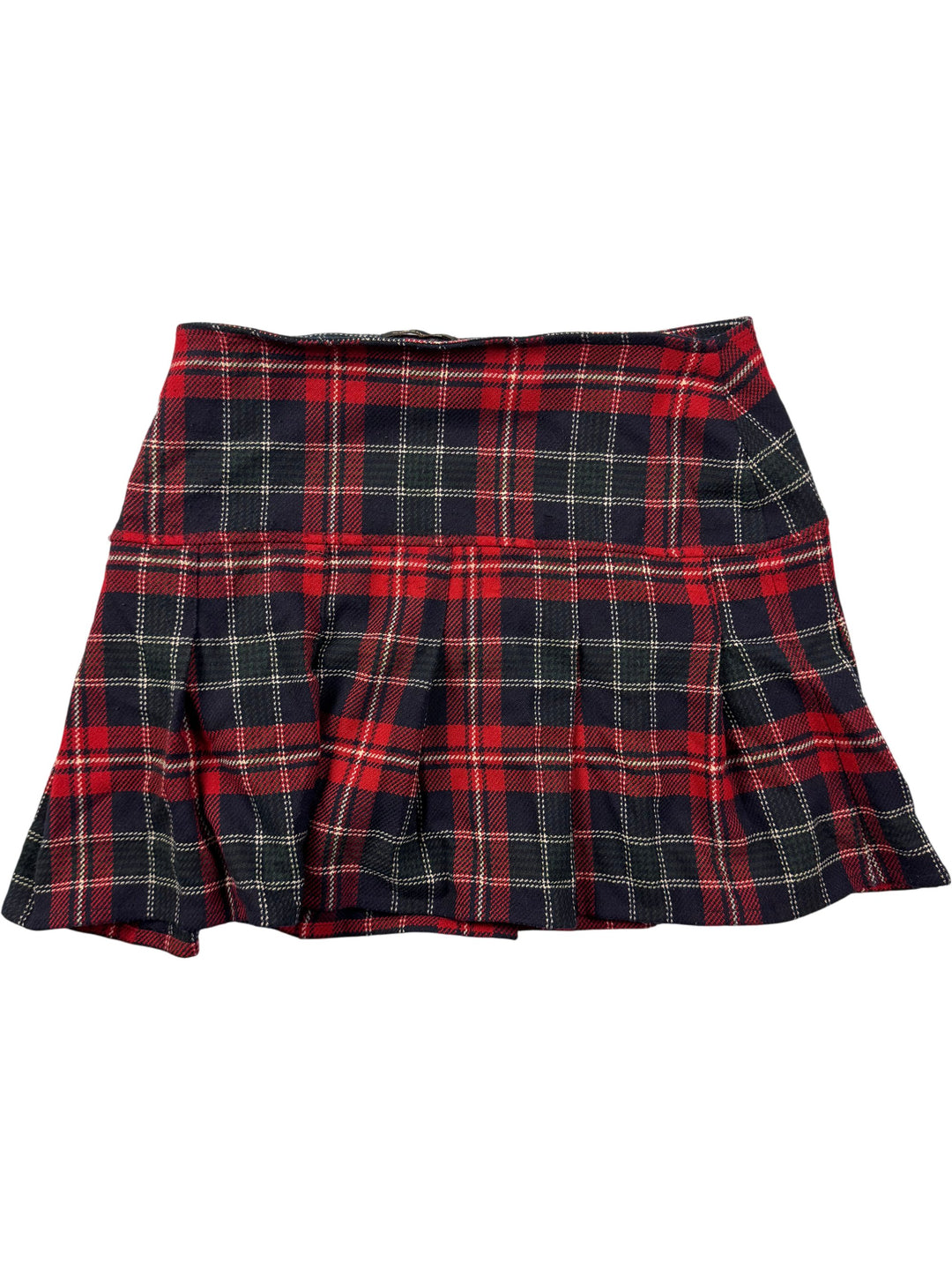 Plaid Pleated Skirt - M - Think Vintage ltd