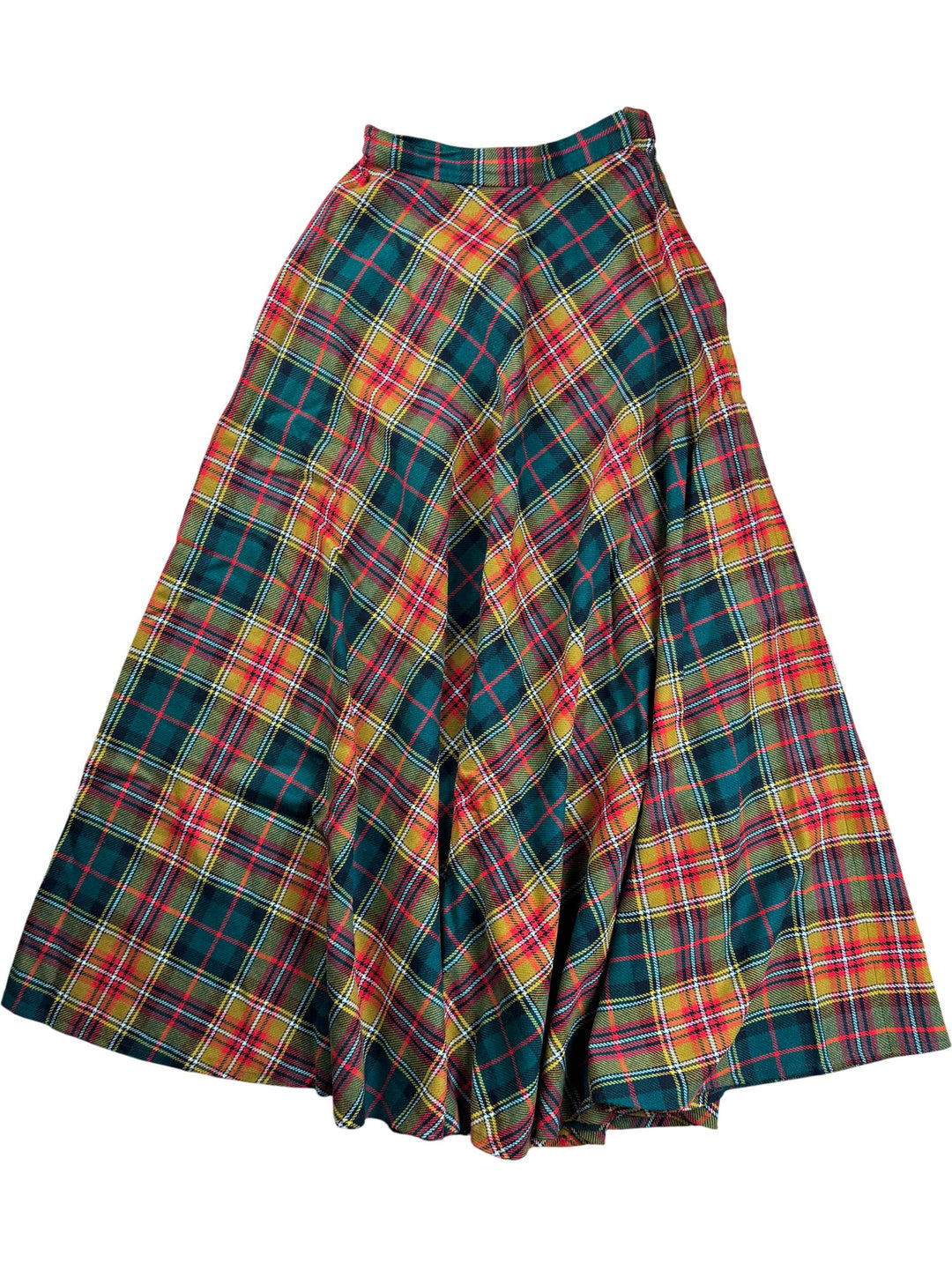 Plaid Tartan Wool Skirt - W26 - Think Vintage ltd