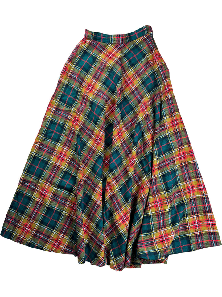 Plaid Tartan Wool Skirt - W26 - Think Vintage ltd