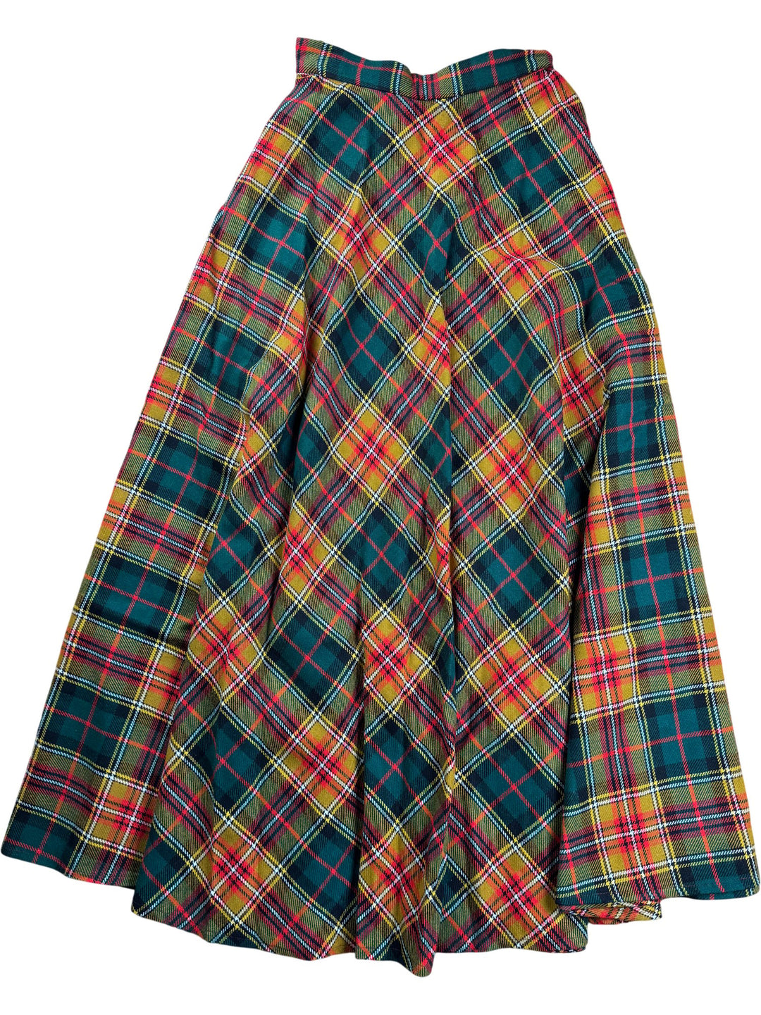 Plaid Tartan Wool Skirt - W26 - Think Vintage ltd