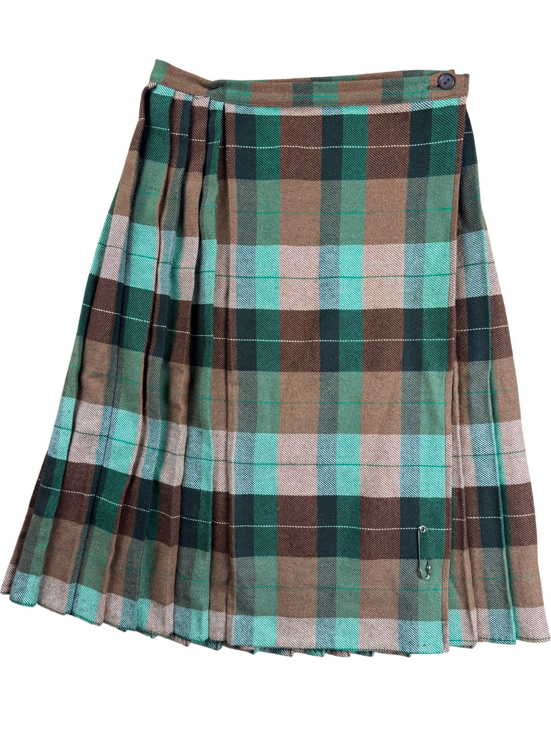 Plaid Wool Pleated Kilt Skirt - W29 - Think Vintage ltd