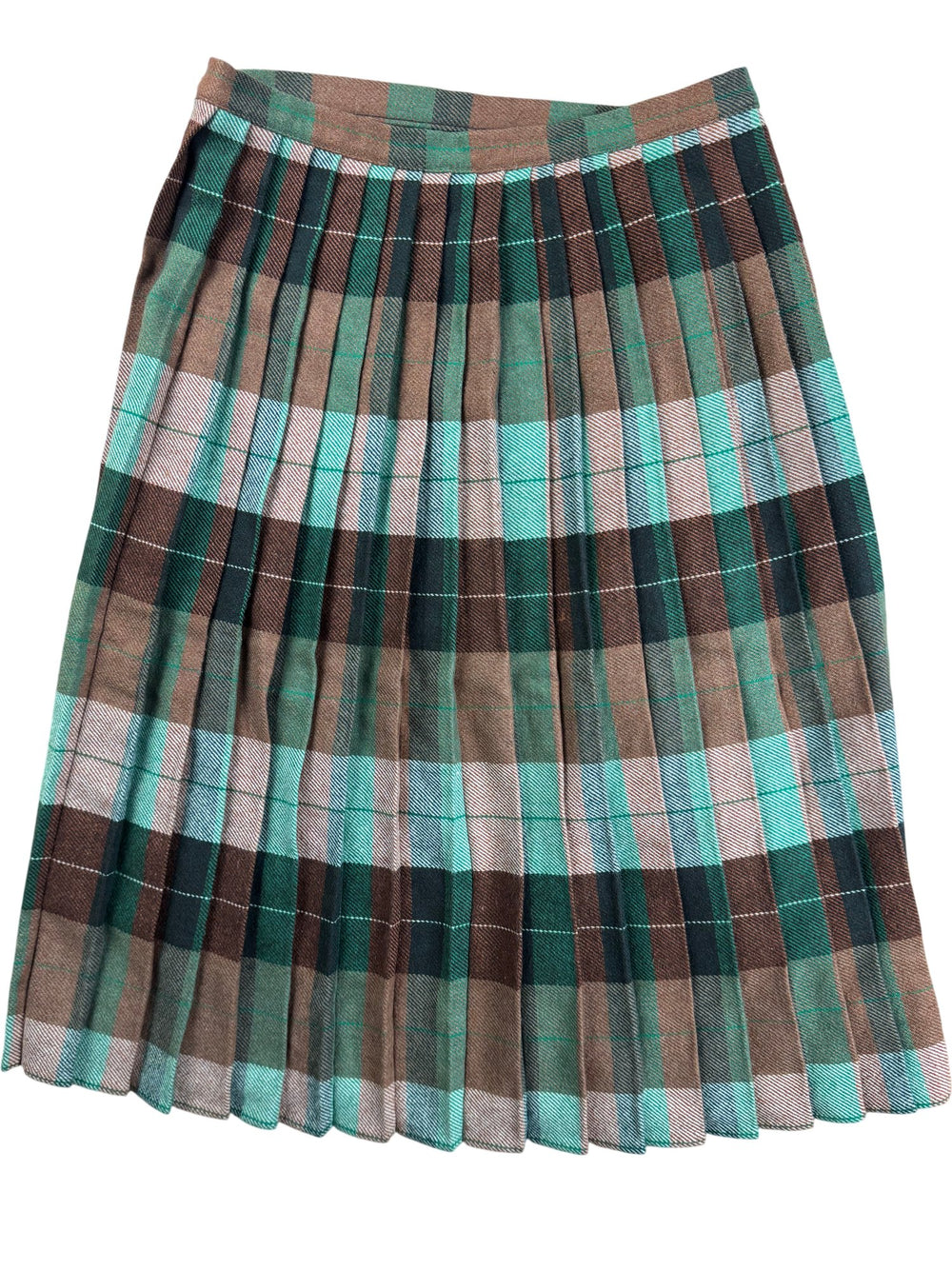 Plaid Wool Pleated Kilt Skirt - W29 - Think Vintage ltd