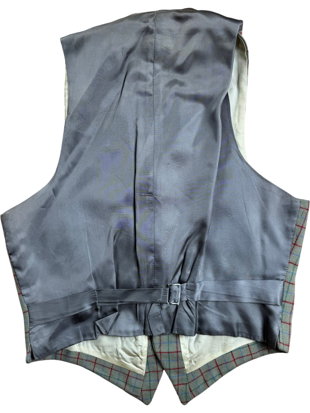 Plaid Wool Waistcoat - S - Think Vintage ltd