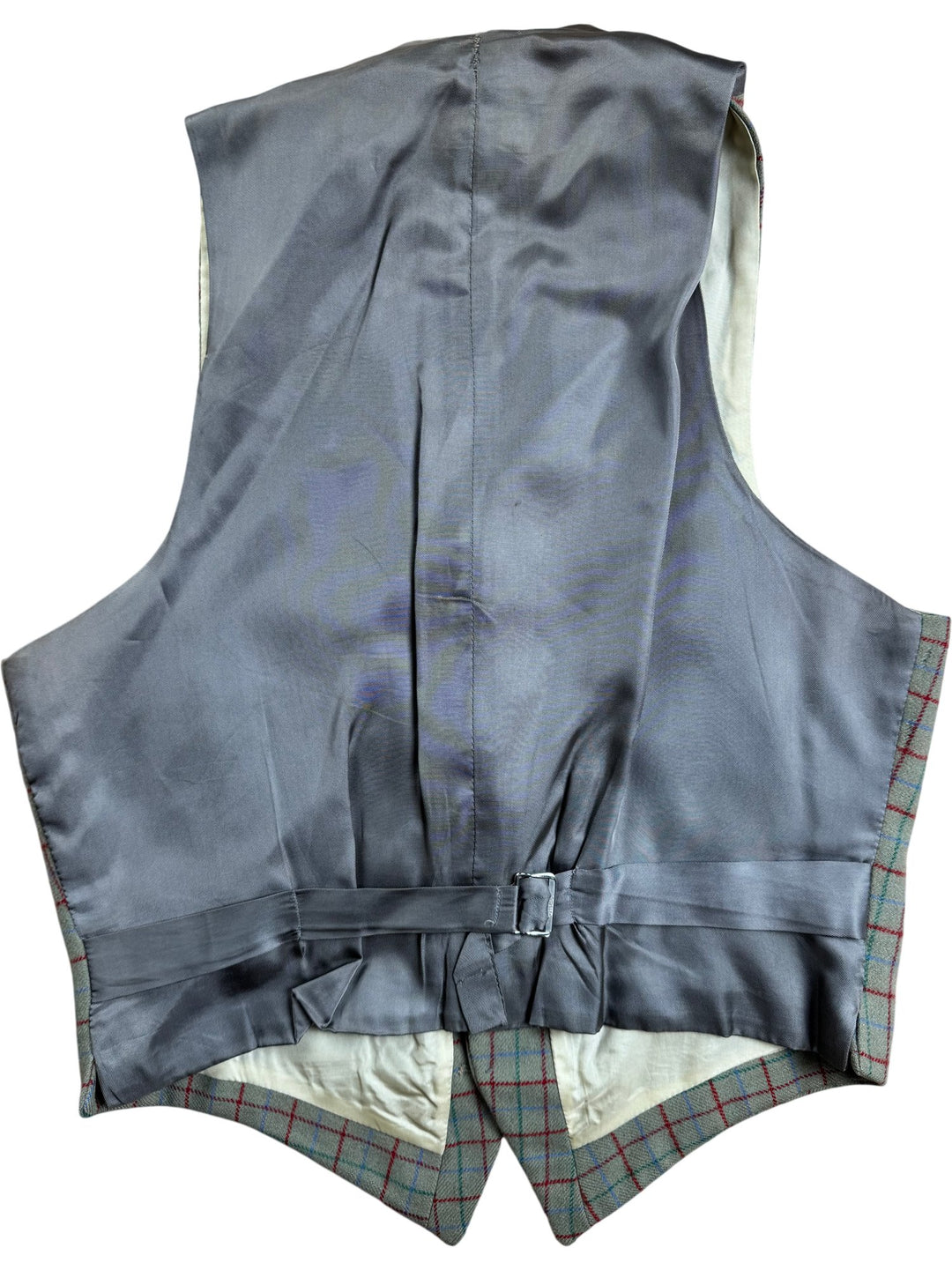 Plaid Wool Waistcoat - S - Think Vintage ltd