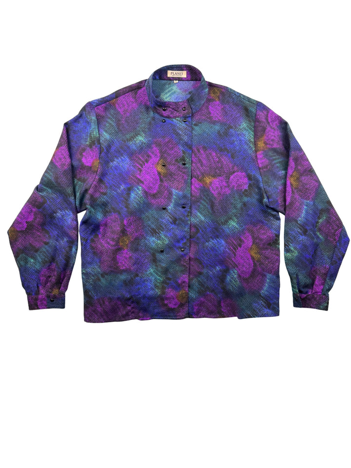 Planet Multicolor Long Sleeve Blouse - XL - Think Vintage Online Ltd