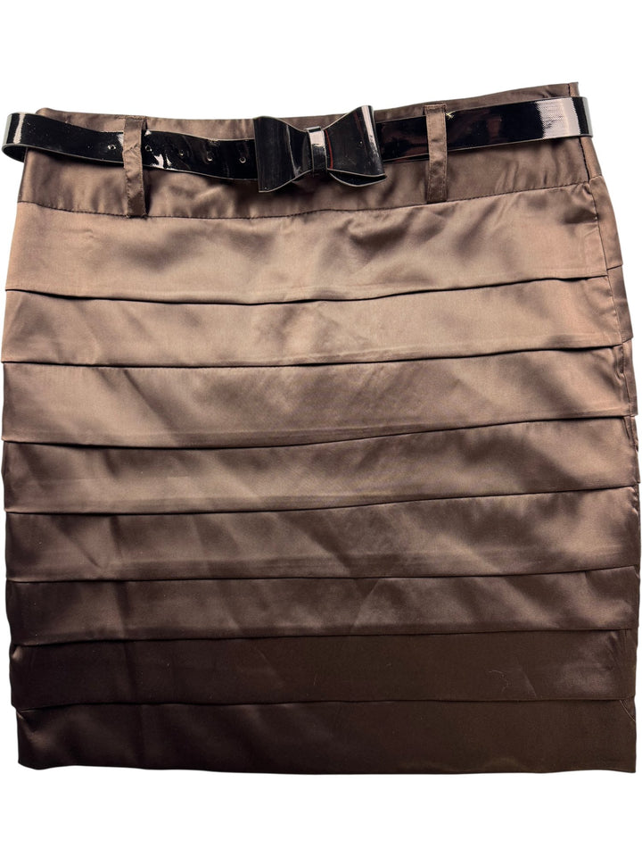 Pleated Satin Skirt with Belt - W30 - Think Vintage ltd