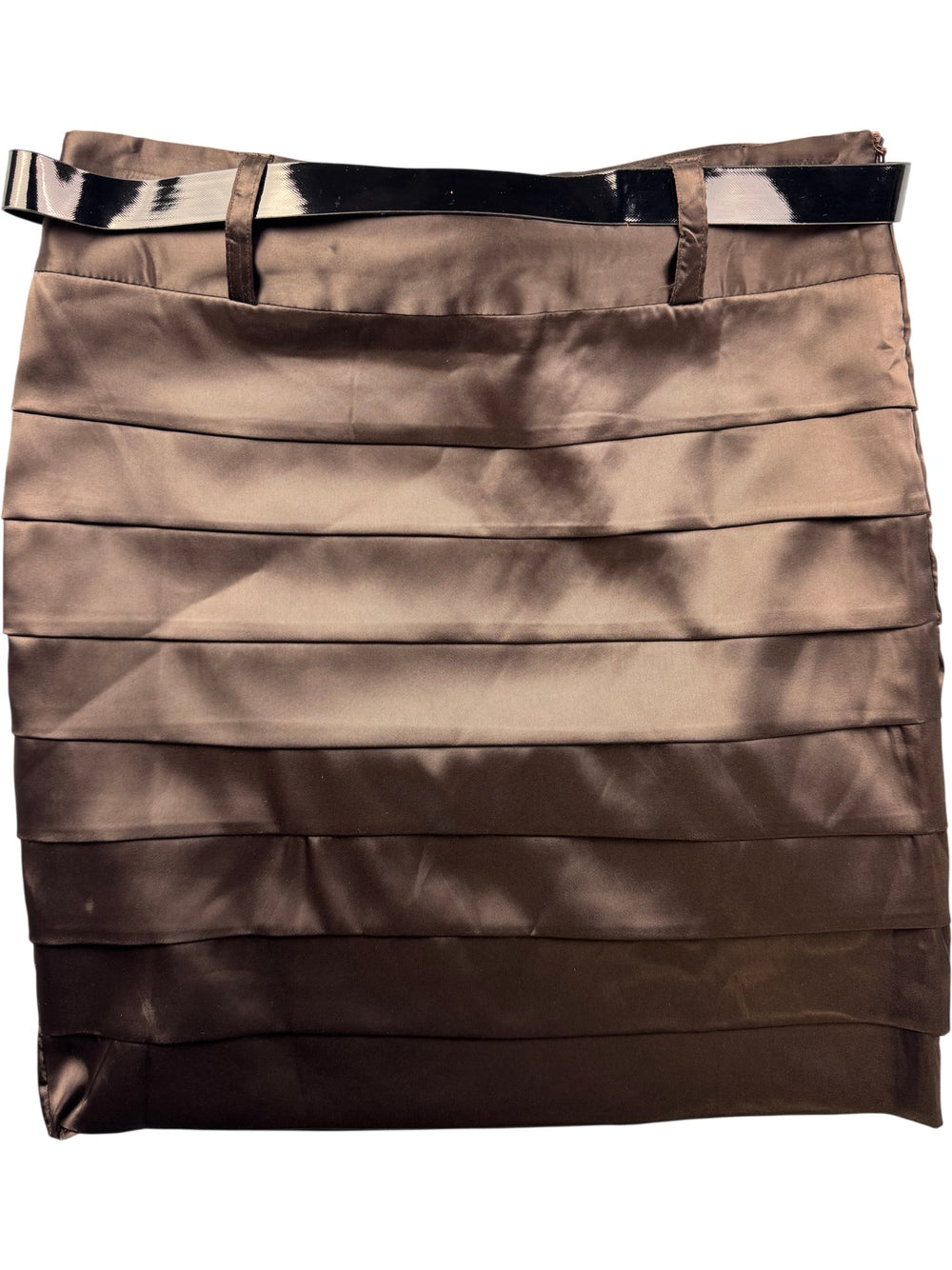 Pleated Satin Skirt with Belt - W30 - Think Vintage ltd