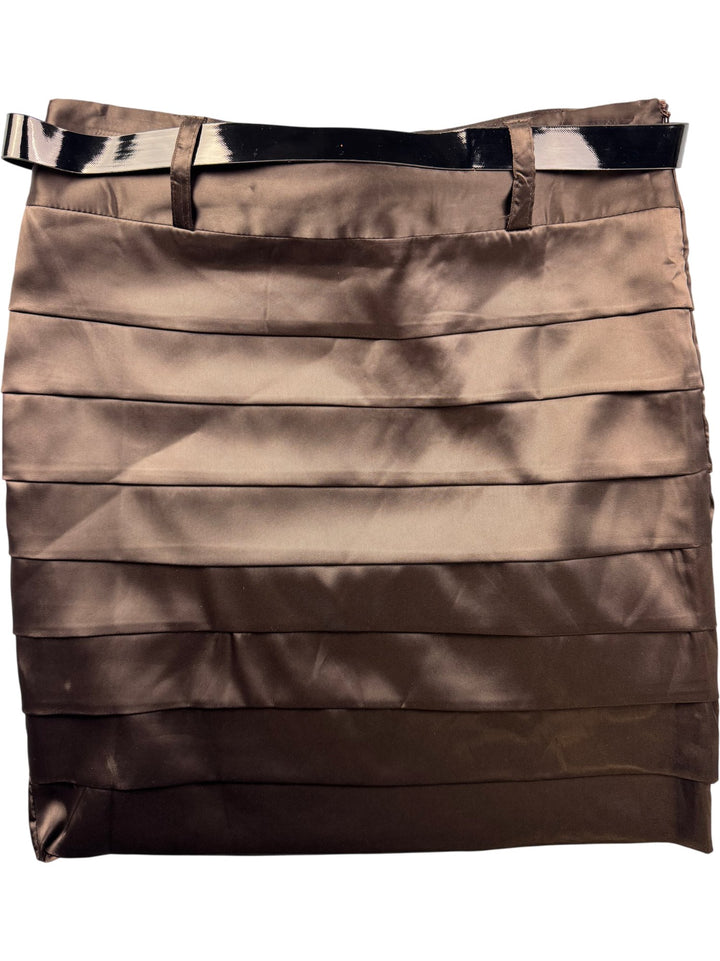 Pleated Satin Skirt with Belt - W30 - Think Vintage ltd