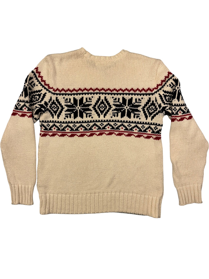 Polo Ralph Lauren Cream Patterned Sweater - S - Think Vintage ltd
