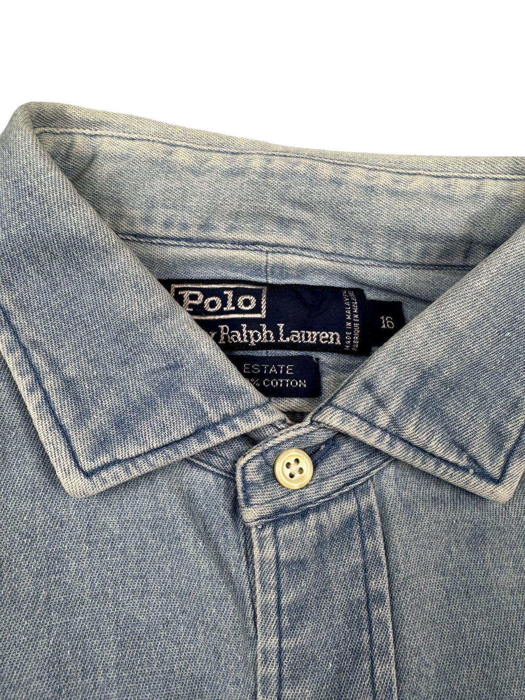 Polo Ralph Lauren Estate Blue Denim Shirt - L - Think Vintage