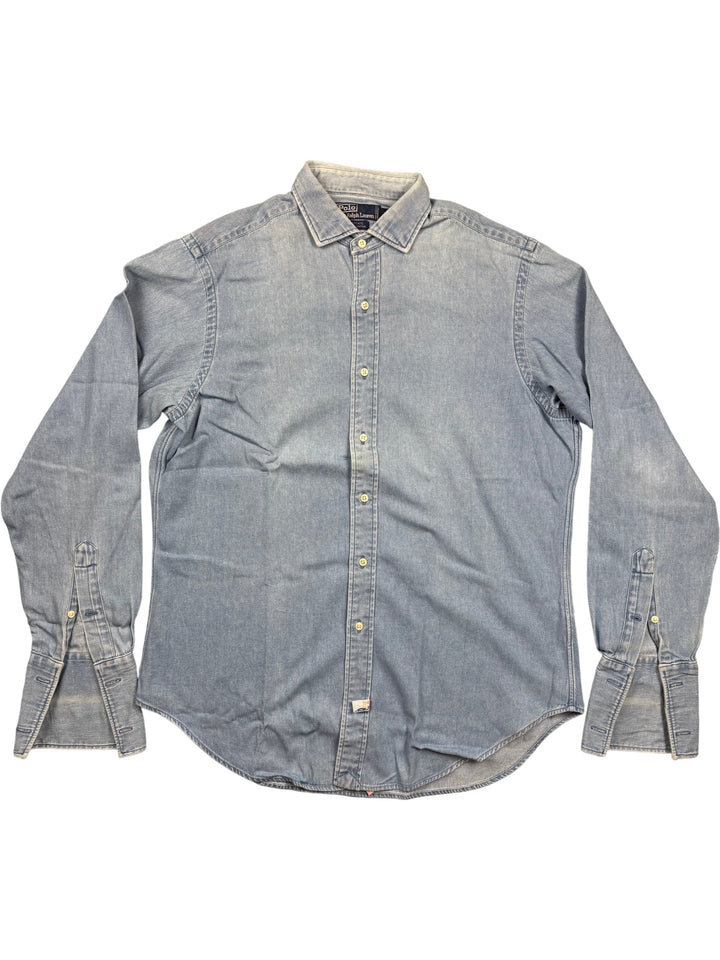 Polo Ralph Lauren Estate Blue Denim Shirt - L - Think Vintage Online Ltd