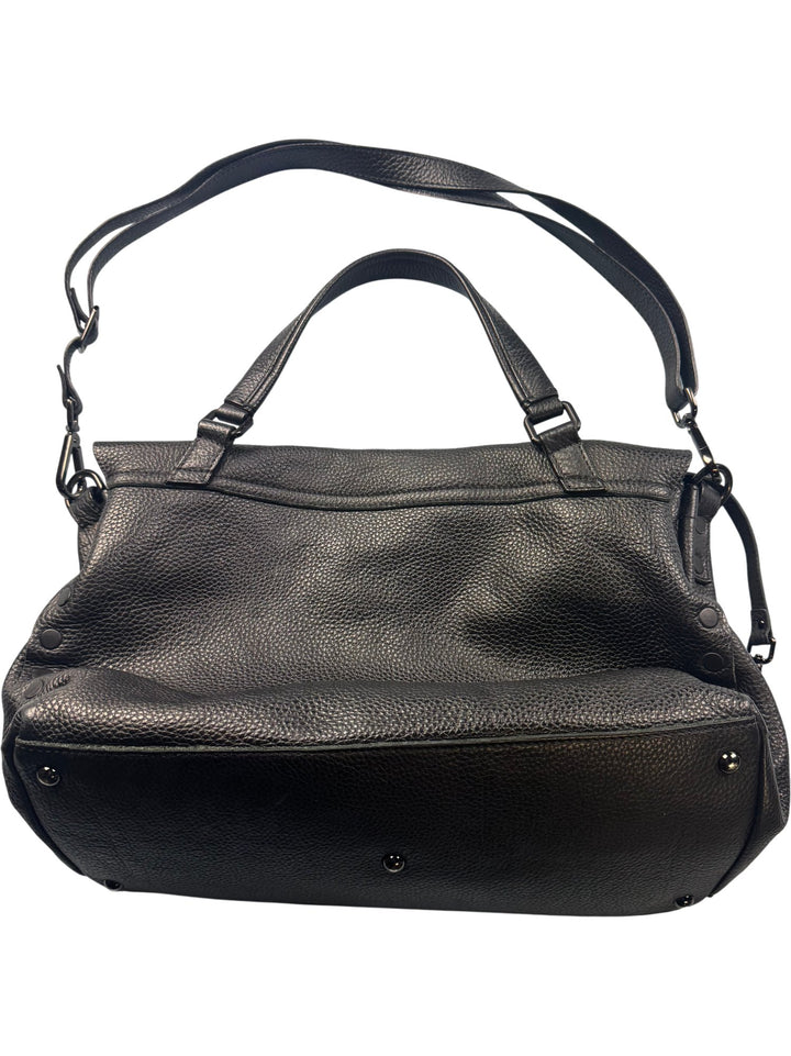 Postina Black Leather Satchel Bag - Think Vintage ltd