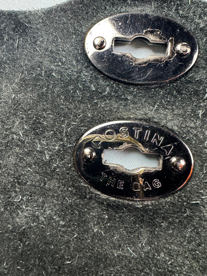 Postina Black Leather Satchel Bag - Think Vintage ltd