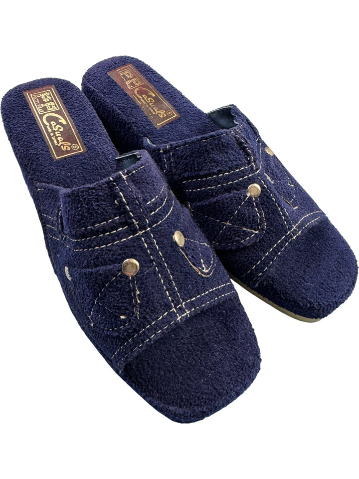 Pretty Polly Blue Casuals Slippers - UK 5 - Think Vintage