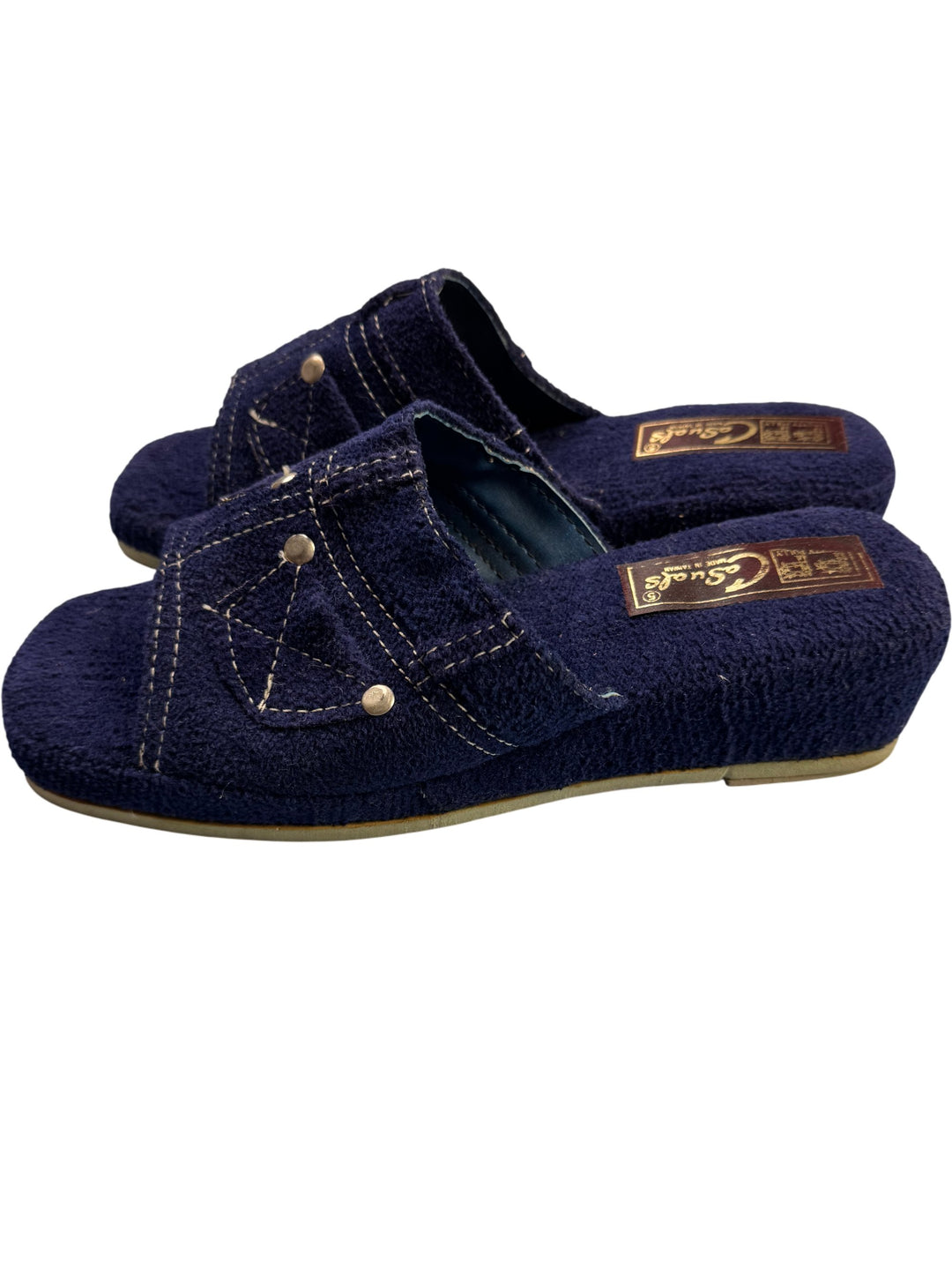 Pretty Polly Blue Casuals Slippers - UK 5 - Think Vintage