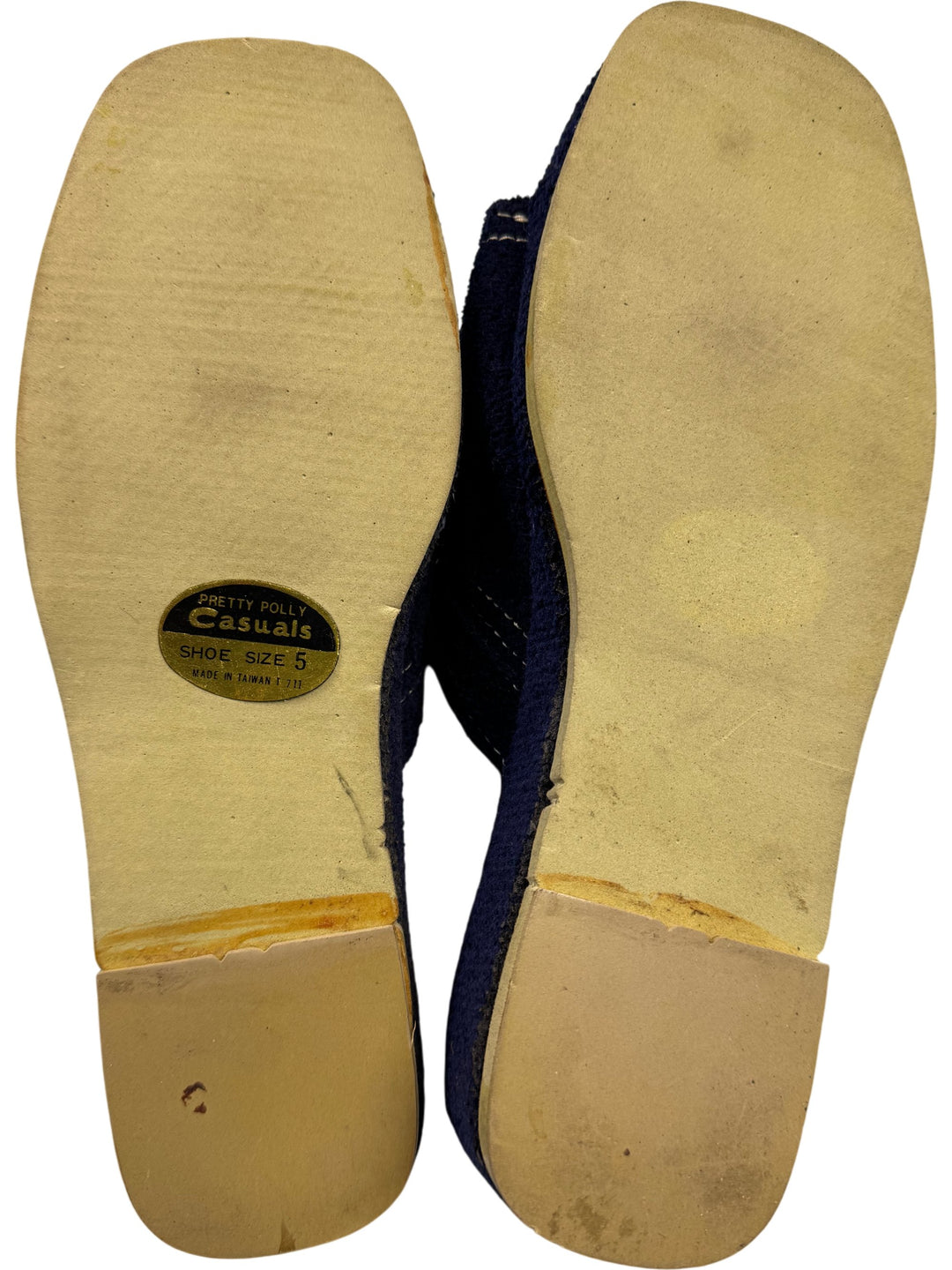 Pretty Polly Blue Casuals Slippers - UK 5 - Think Vintage