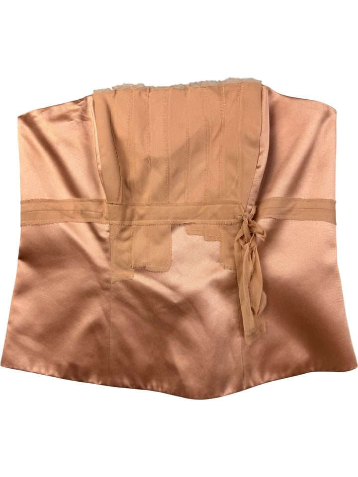 Principles Peach Silk Bustier - S - Think Vintage ltd