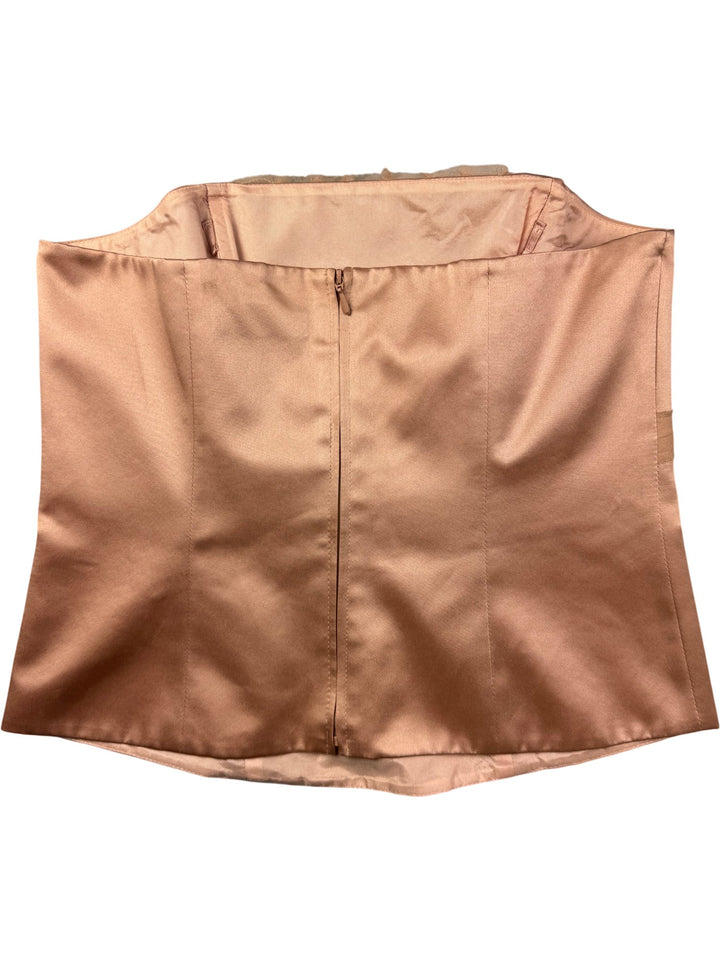 Principles Peach Silk Bustier - S - Think Vintage ltd