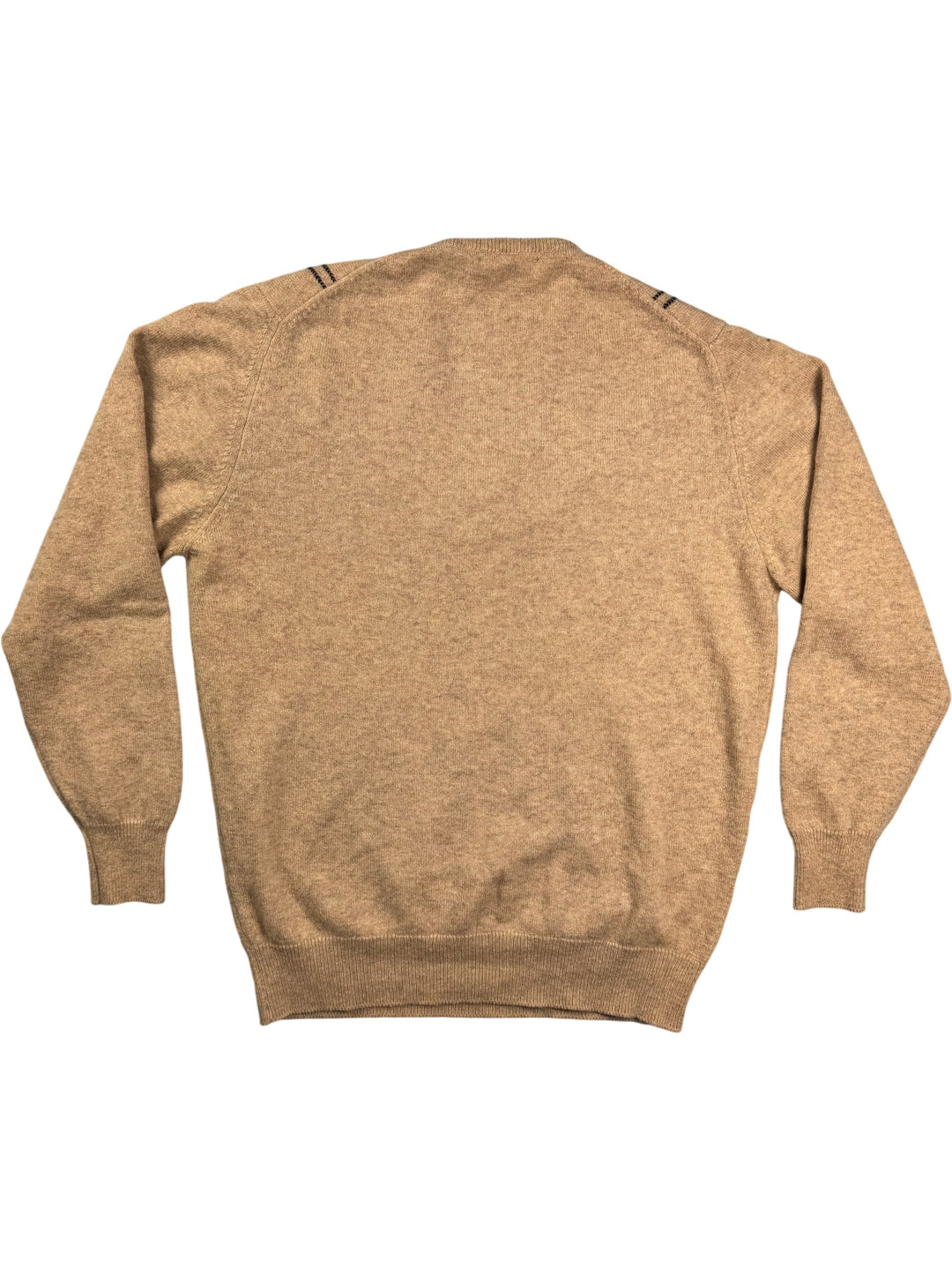 Pringle Sports Beige Patterned V-Neck Sweater - L - Think Vintage