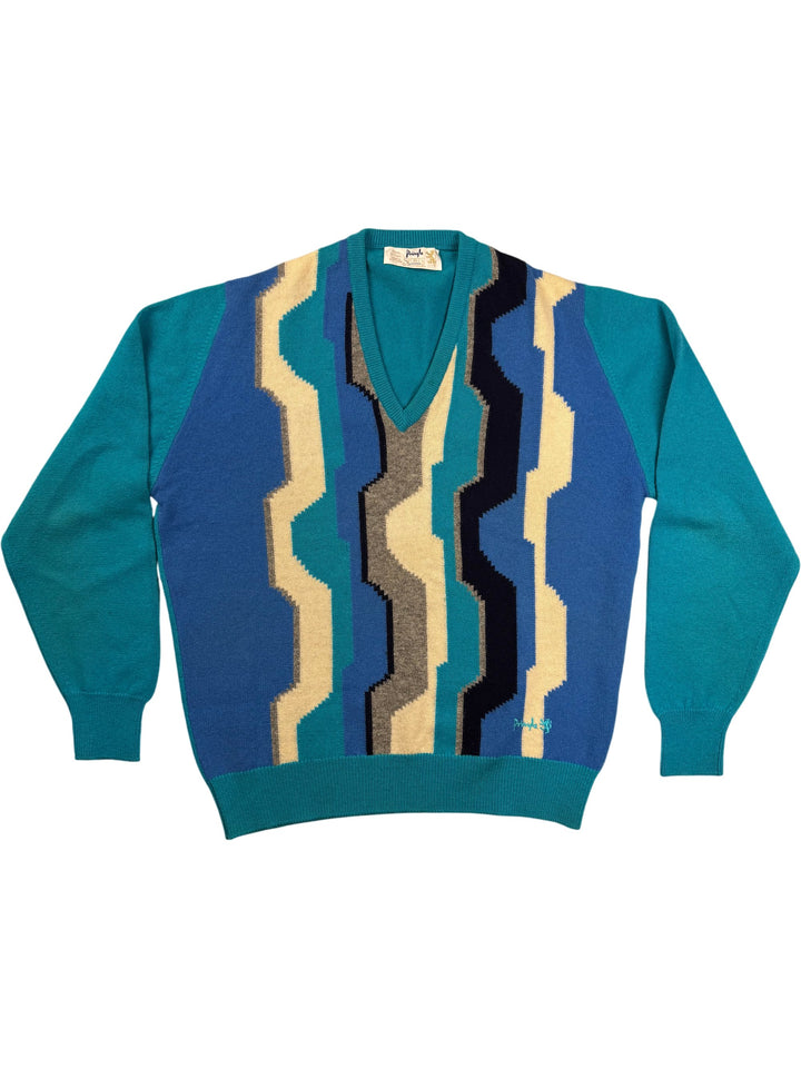 Pringle Sports Wool Sweater Zigzag Pattern - M - Think Vintage Online Ltd