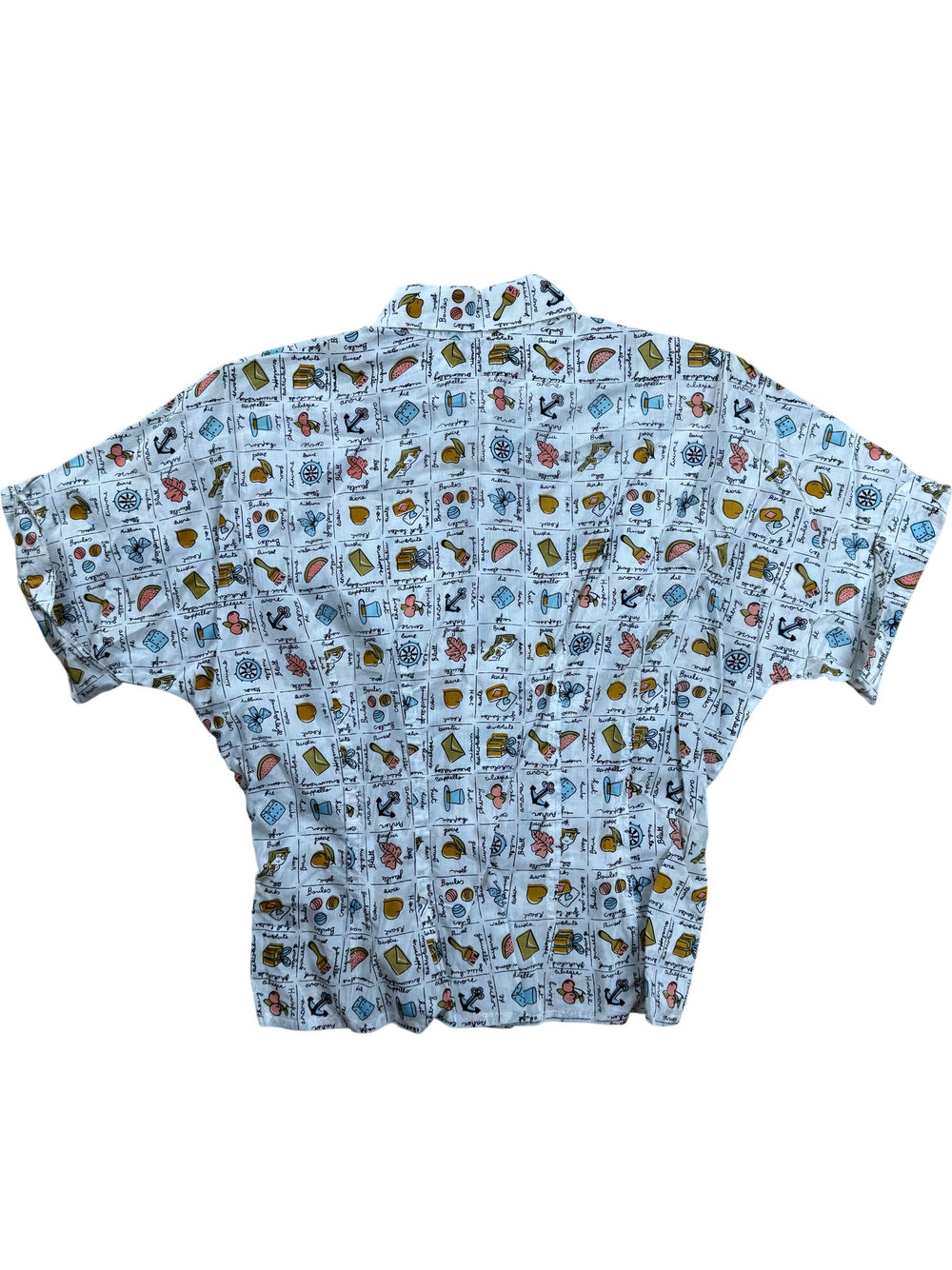 Printed Short Sleeve Blouse - S - Think Vintage ltd