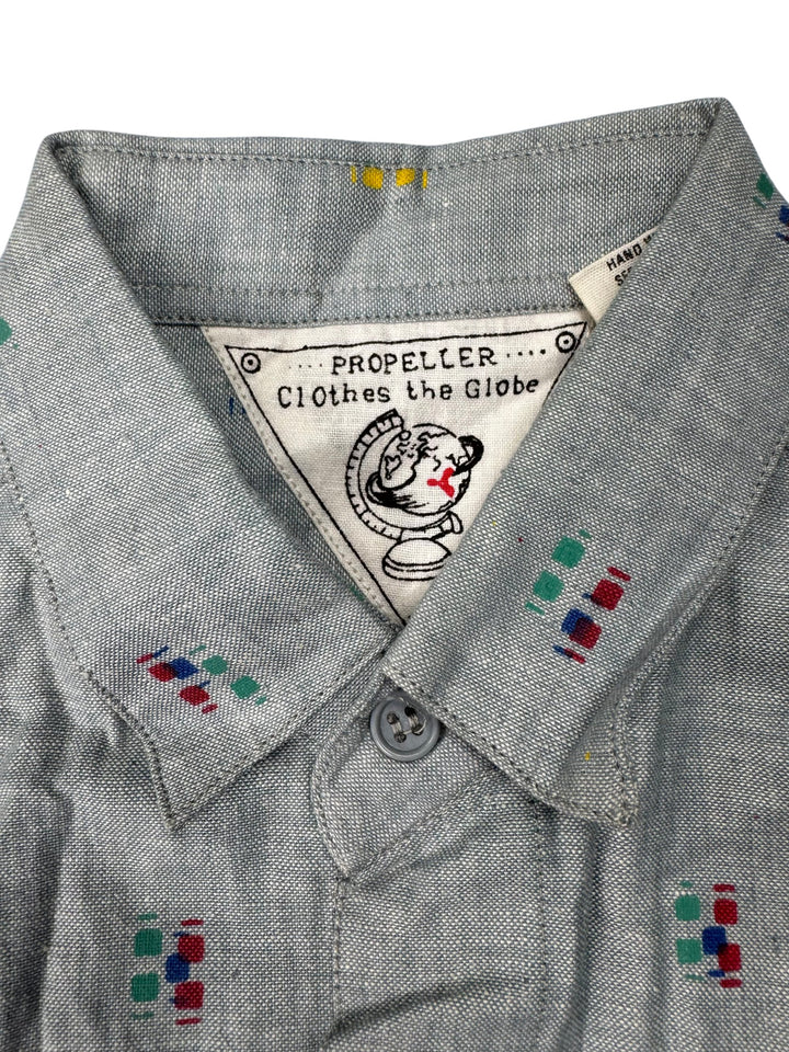 Propeller Short Sleeved Patterned Shirt - M - Think Vintage