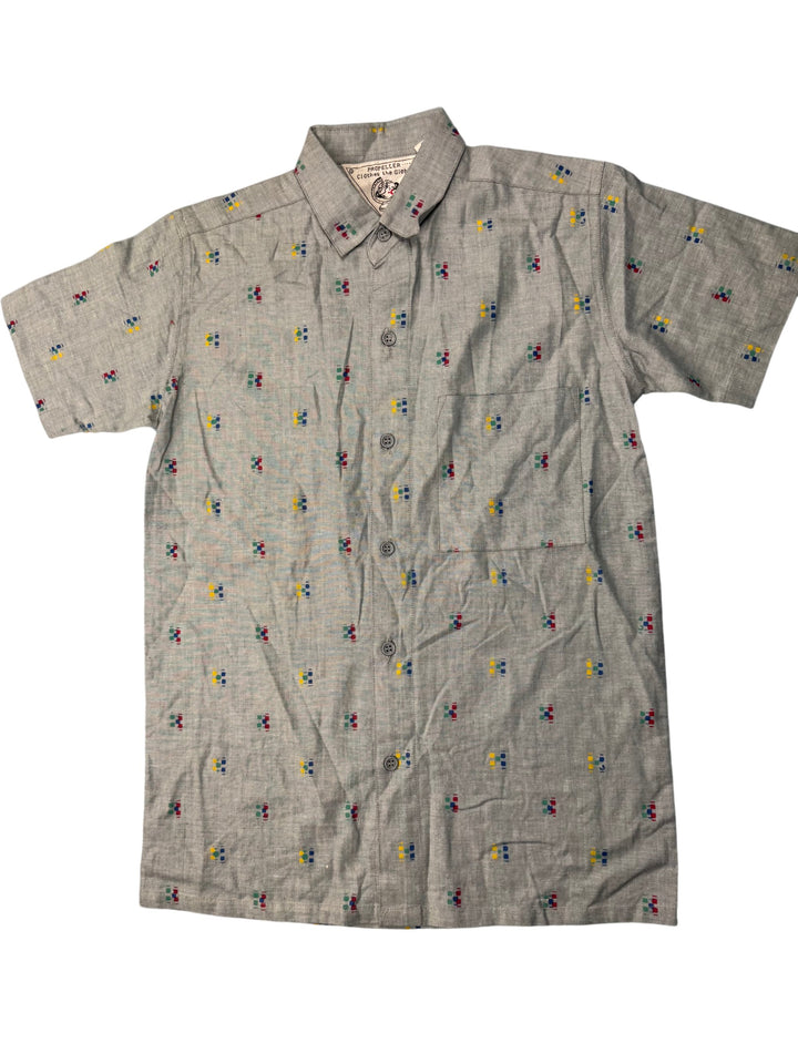 Propeller Short Sleeved Patterned Shirt - M - Think Vintage ltd