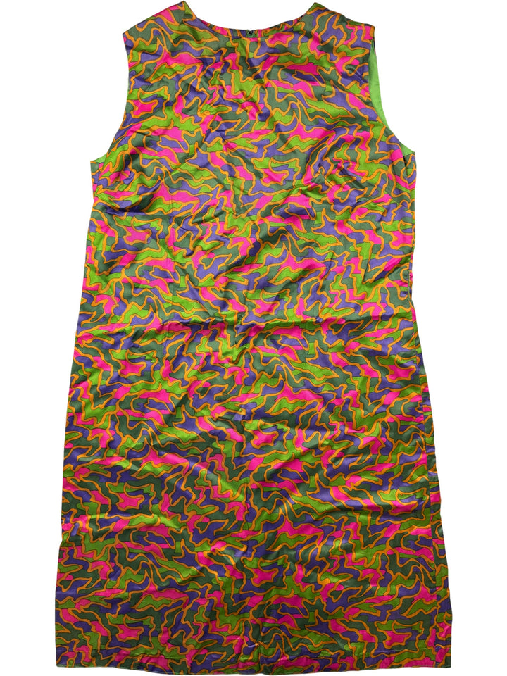 Psychedelic Patterned Sleeveless Dress - XL - Think Vintage ltd