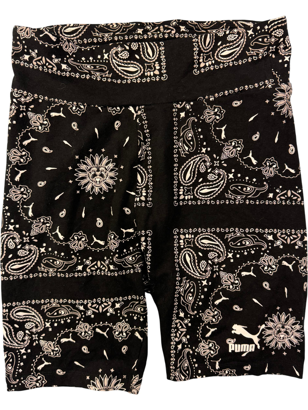 Puma Black Bandana Pattern Shorts - XS - Think Vintage Online Ltd