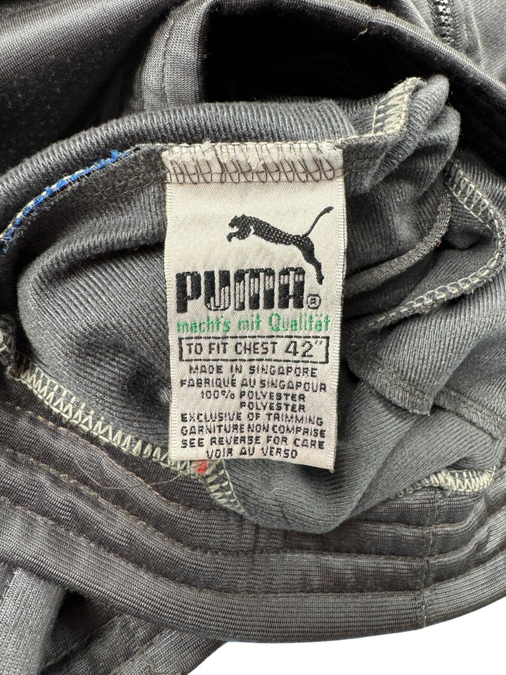 Puma Brown Track Jacket with Striped Accents - Think Vintage