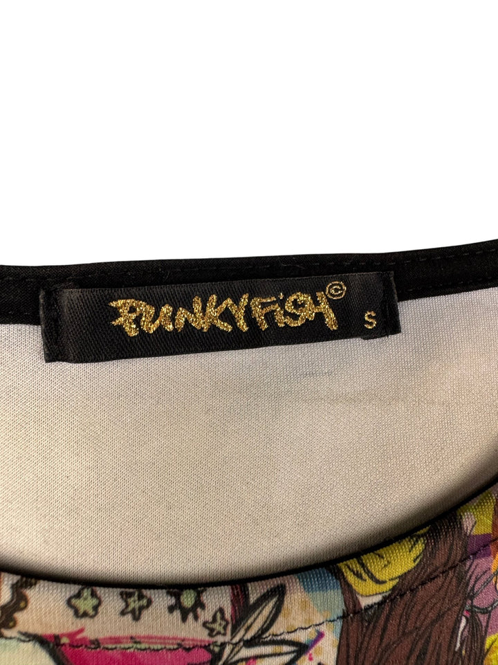 Punkyfish Graphic Long Sleeve Dress - M - Think Vintage ltd