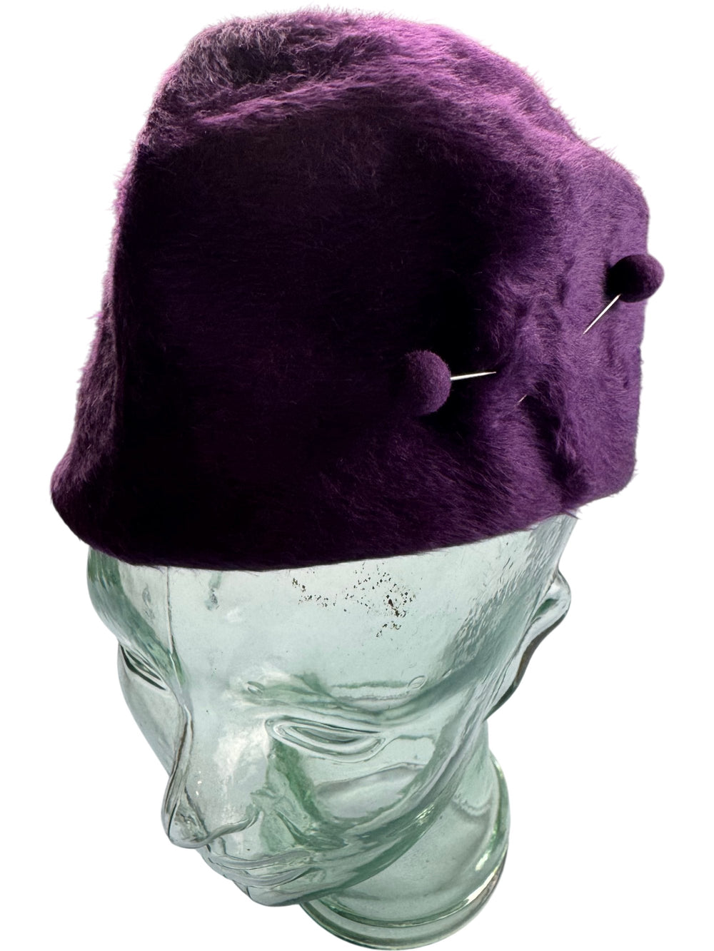 Purple Fur Beret Hat - Think Vintage Online Ltd