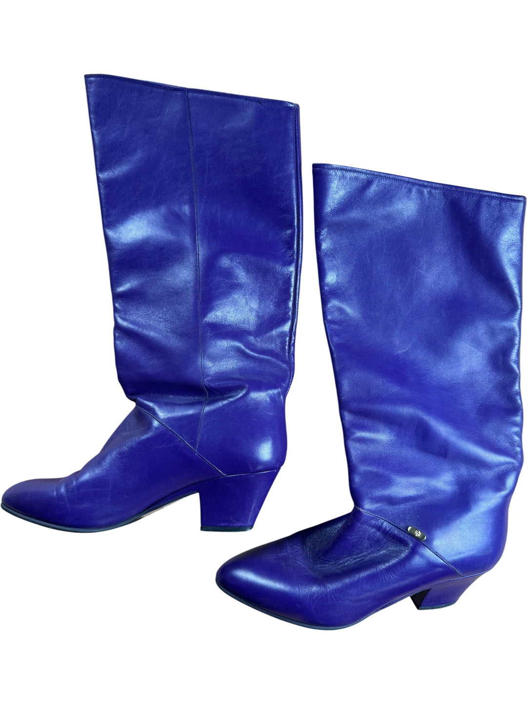 Purple Leather Boots - 5 - Think Vintage ltd