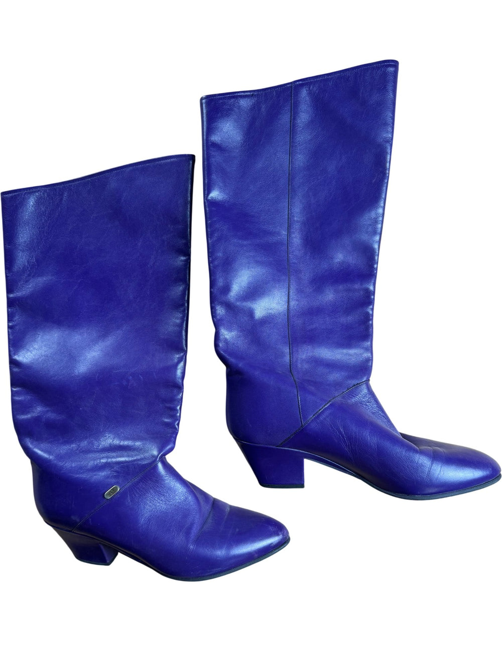 Purple Leather Boots - 5 - Think Vintage ltd