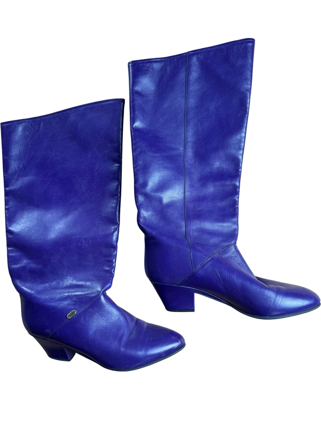 Purple Leather Boots - 5 - Think Vintage ltd