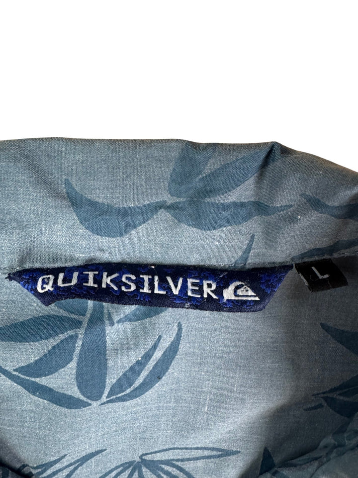 Quiksilver Blue Floral Short Sleeve Shirt - L