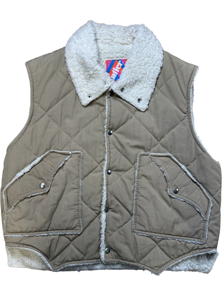 Quilted Beige Sherpa Lined Vest - XL