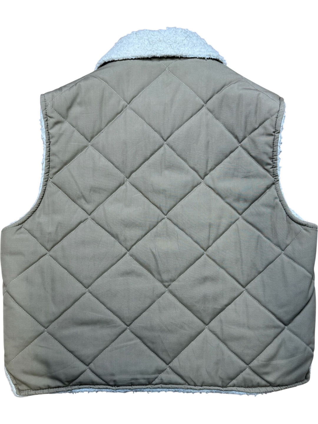 Quilted Beige Sherpa Lined Vest - XL