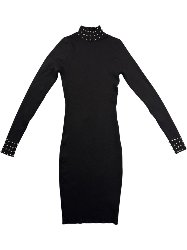 Quiz Black Long Sleeved Studded Dress - XS - Think Vintage