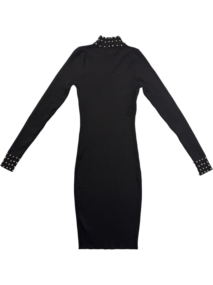 Quiz Black Long Sleeved Studded Dress - XS - Think Vintage