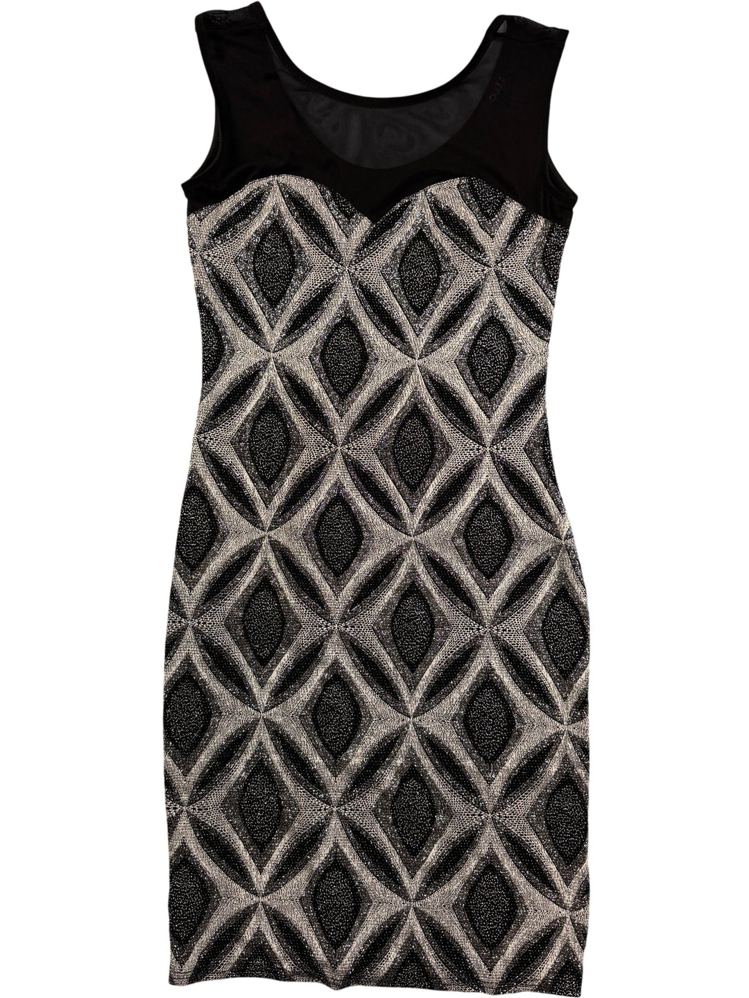 Quiz Metallic Geometric Patterned Dress - S - Think Vintage Online Ltd