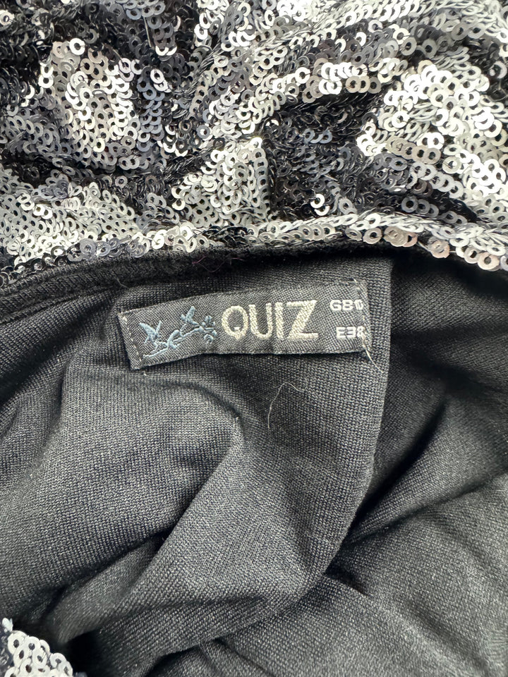 Quiz Sequin Floral Long Sleeved Dress - S - Think Vintage Online Ltd
