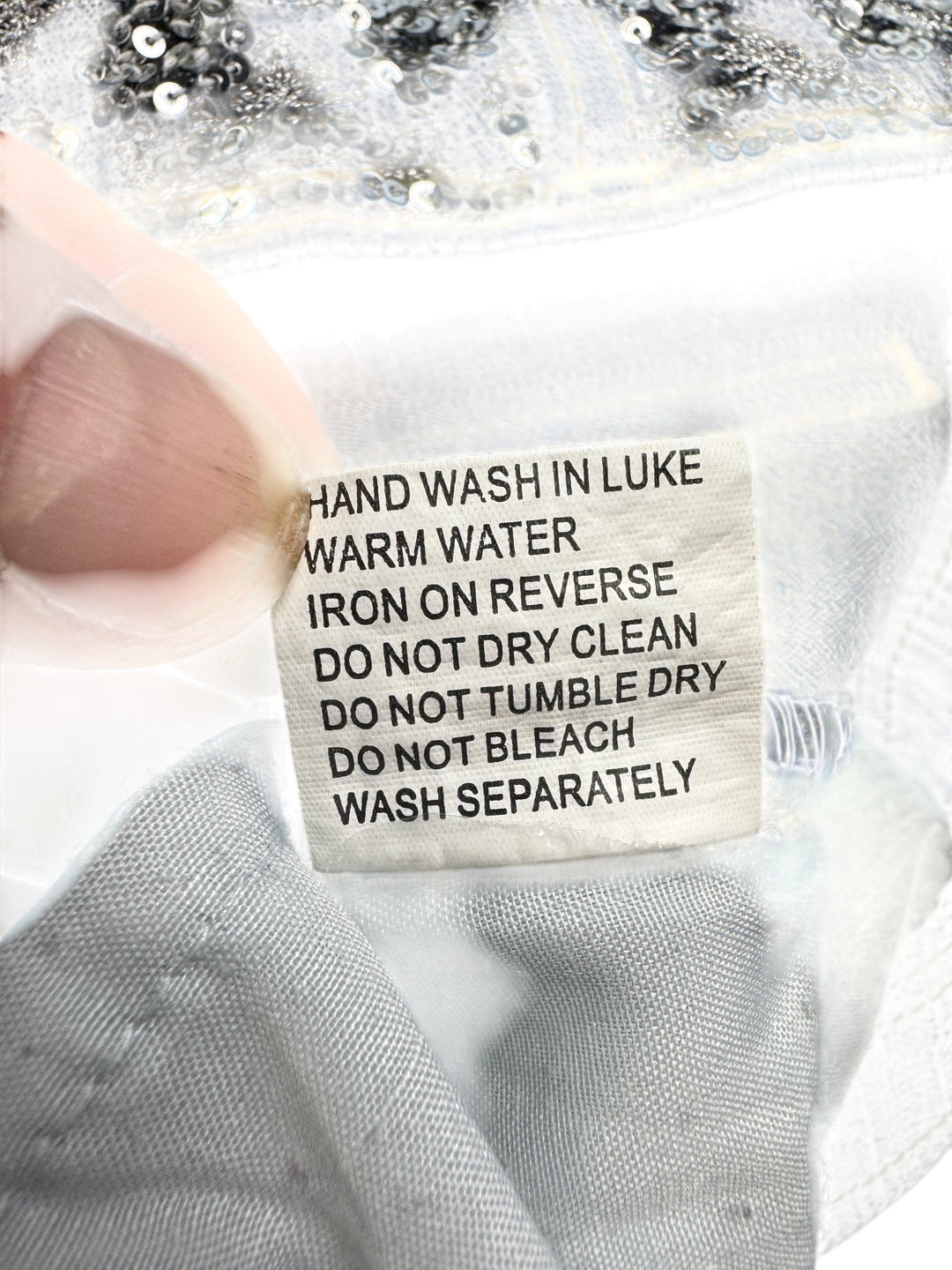 R&B Sequined Denim Skirt - W27 - Think Vintage