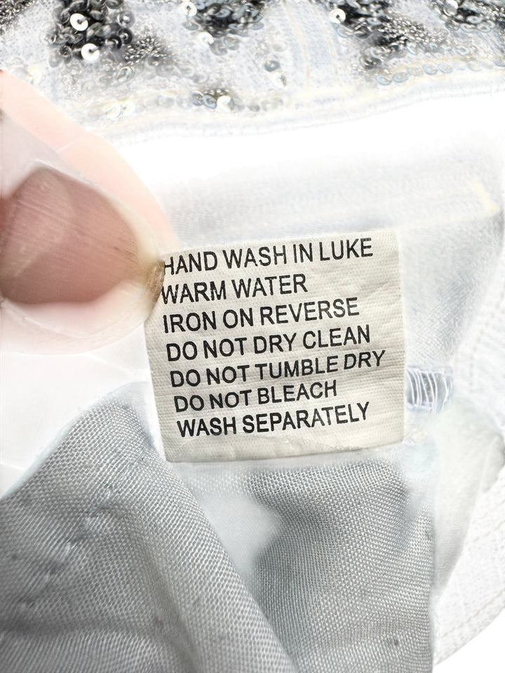 R&B Sequined Denim Skirt - W27 - Think Vintage