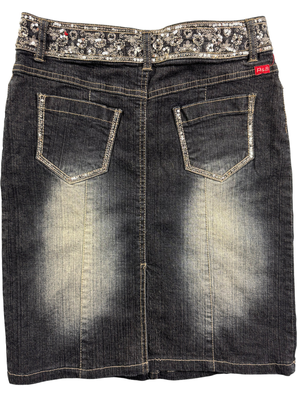 R&B Sequined Denim Skirt - W27 - Think Vintage Online Ltd