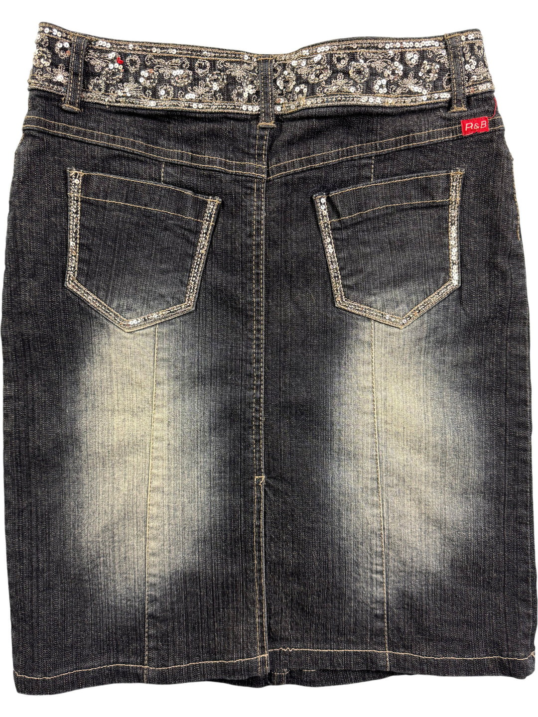 R&B Sequined Denim Skirt - W27 - Think Vintage Online Ltd