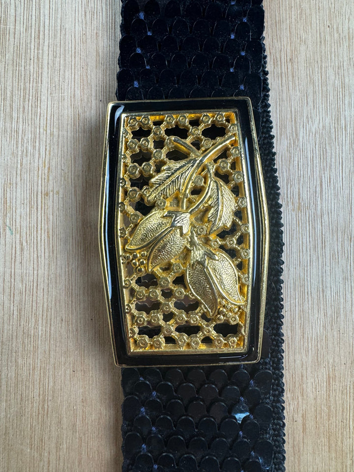 Rahvis Black Sequin Watch with Gold Detailing - XXL - Think Vintage ltd
