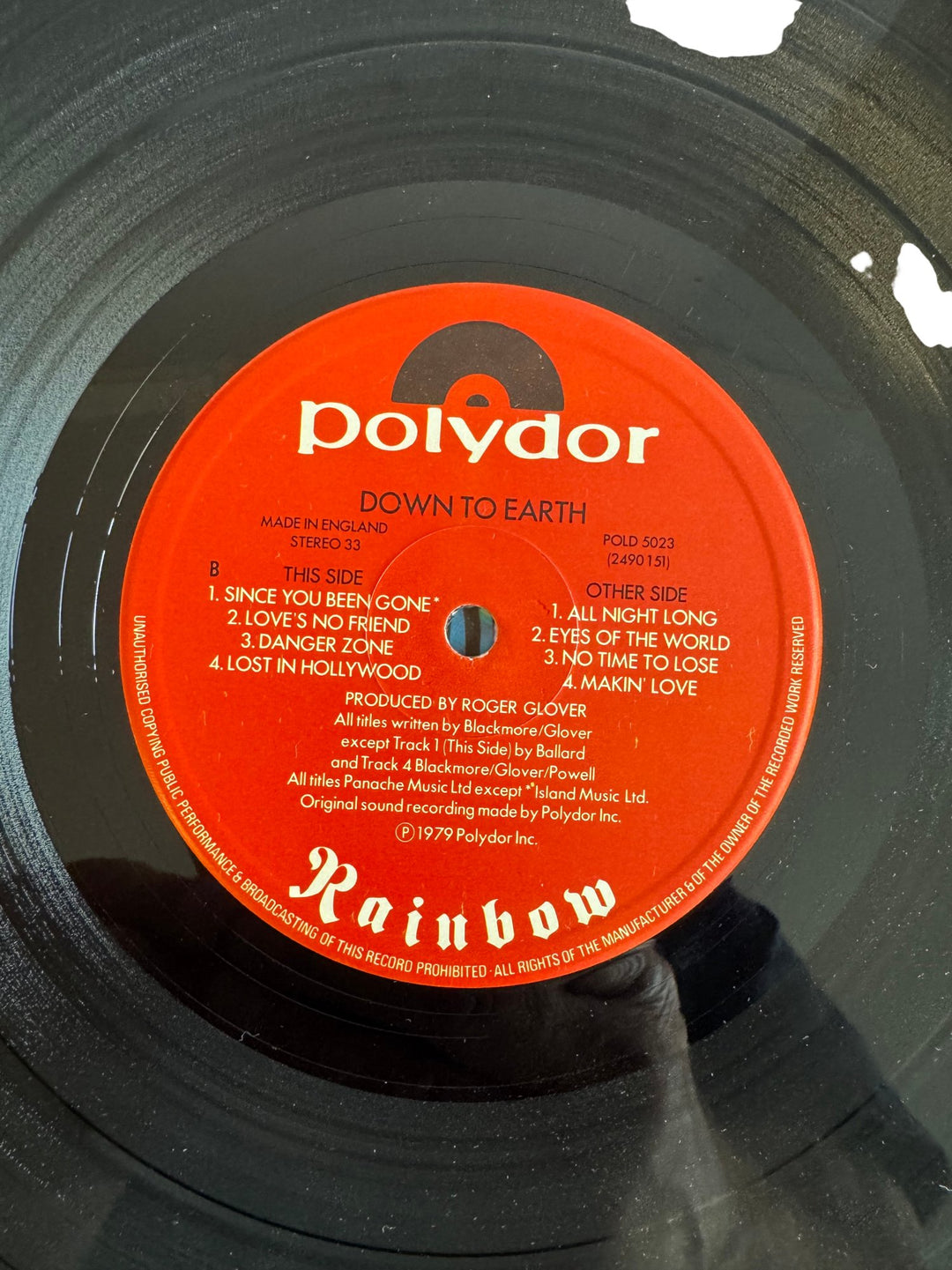 Rainbow Down to Earth Vinyl Record - Fair - Think Vintage ltd