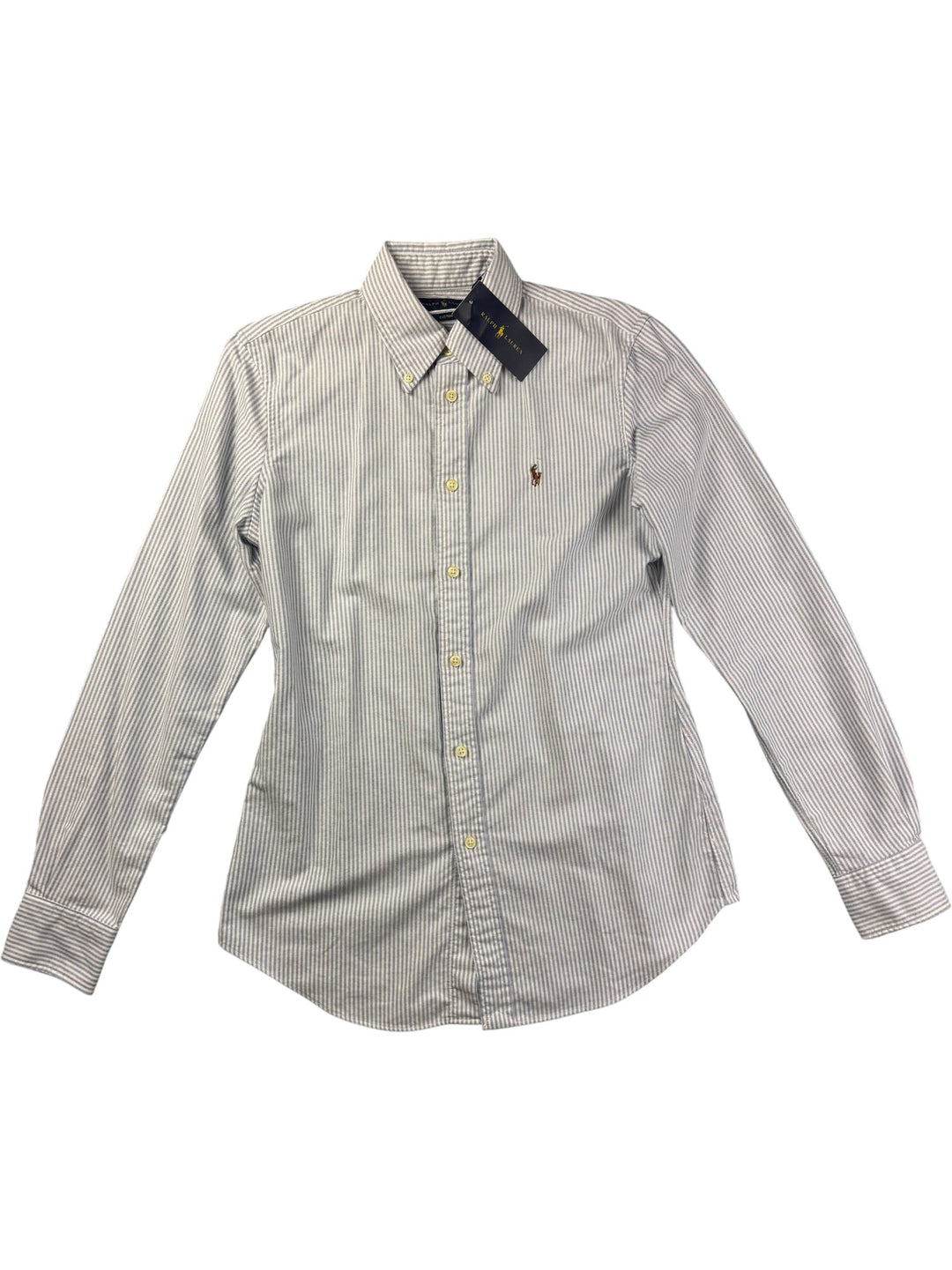 Ralph Lauren Blue Striped Long Sleeve Shirt - S/M - Think Vintage ltd