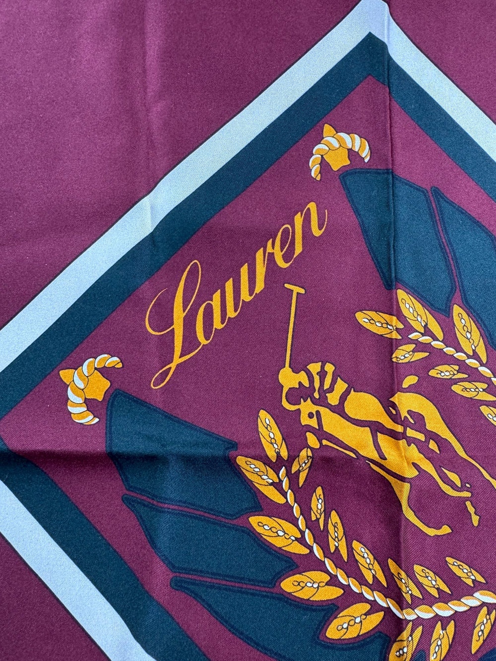 Ralph Lauren Burgundy Equestrian Design Scarf - Think Vintage ltd